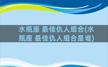 水瓶座 最佳仇人组合(水瓶座 最佳仇人组合是谁)